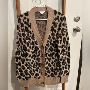 Button up cheetah print sweater